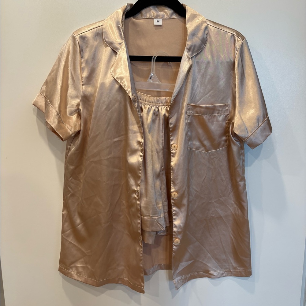 Rose Gold Satin Pajama Set